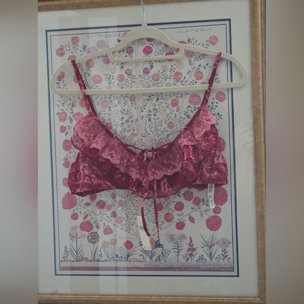 Ruffled Lace Bralette in Rose